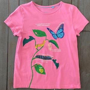 NWOT Mini Boden Pink Short Sleeve T-shirt Butterfly Life Cycle Size 11 - 12